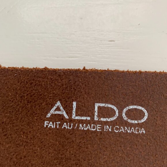 Vintage Y2K Distressed Brown Leather Brass Silver Eagle Buckle Waist Belt - Picture 10 of 16